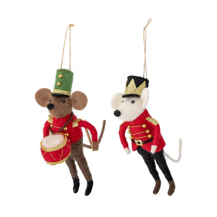 Peo Christmas tree decorations wool 2 τεμάχια - Parade mice - Bloomingville