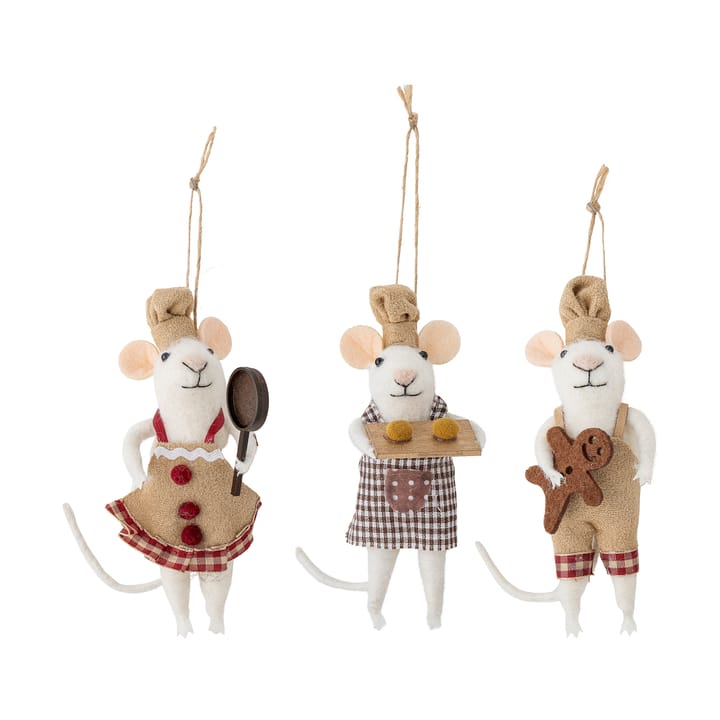 Peo Christmas tree decorations wool 3 τεμάχια - Baking mice - Bloomingville