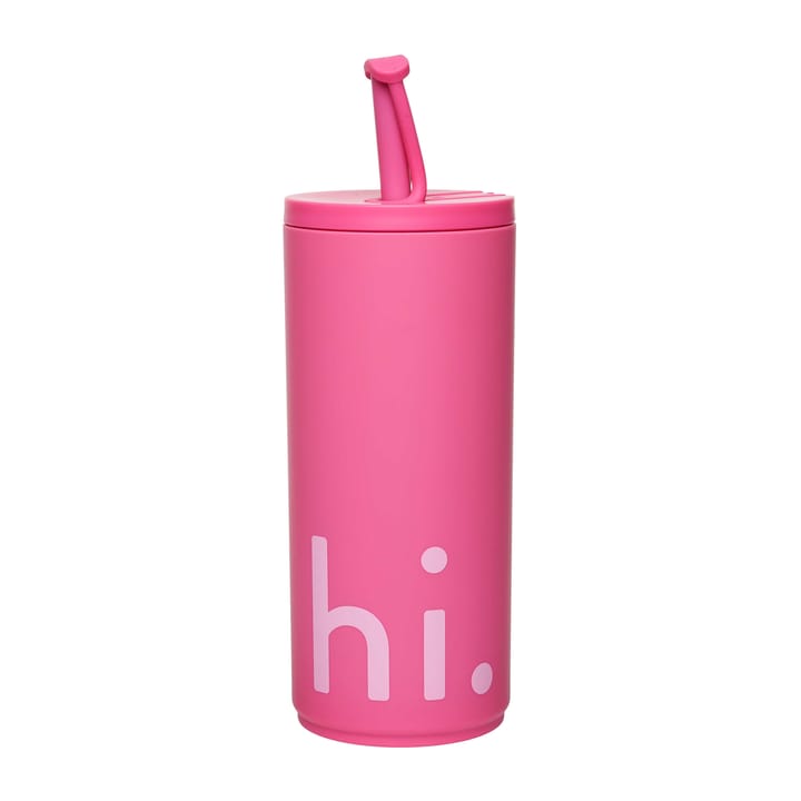 Travel Life θερμός με καλαμάκι 50 cl, Hi-cherry pink Design Letters