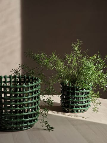 Κεραμικό πλεκτό καλάθι Ø16 cm - Emerald Green - ferm LIVING