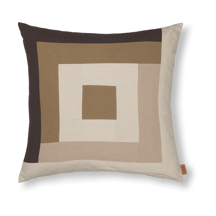 Border patchwork κάλυμμα μαξιλαριού 50x50 cm - Coffee-dark sand - ferm LIVING