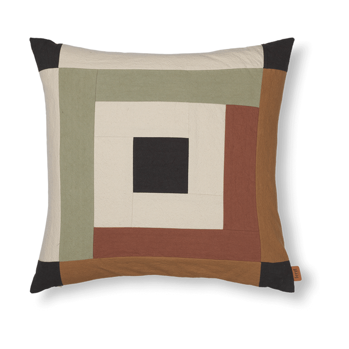 Border patchwork κάλυμμα μαξιλαριού 50x50 cm - Dark sage-red brown - ferm LIVING