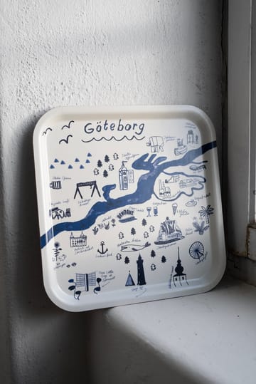 Δίσκος Gothenburg 32x32 εκατ. - Λευκό-Μπλε - Fine Little Day