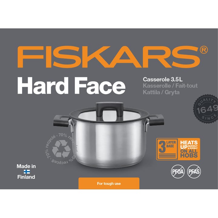 Hard Face Steel κατσαρόλα με καπάκι, 3,5 l Fiskars