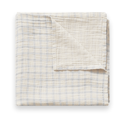 Gingham Sky Blue Muslin κουβέρτα swaddle - 110x110 cm - Garbo&Friends