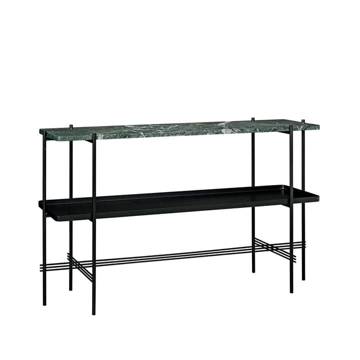 TS Console table 120x30x72 cm - Πράσινο μάρμαρο Γουατεμάλα, μαύρα πόδια, με δίσκο - GUBI