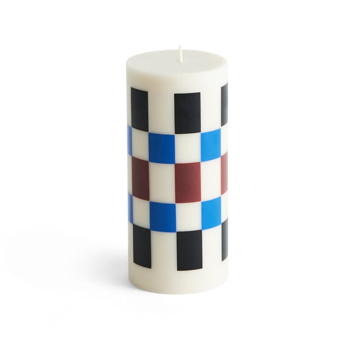 Κερί Column Candle block μικρό 15 cm - Υπόλευκο-καφέ-μαύρο-μπλε - HAY