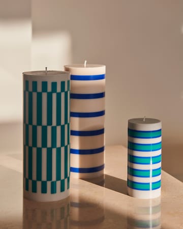 Κερί Column Candle block μικρό 15 cm - Light γκρι-μπλε-πράσινο - HAY