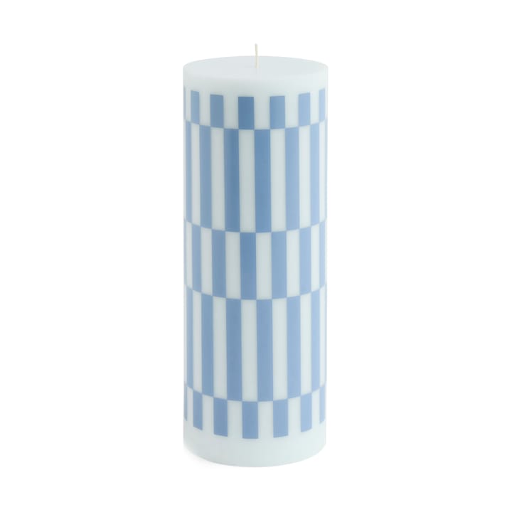 Κερί Column Candle large 25 cm - Light blue-dusty blue check - HAY