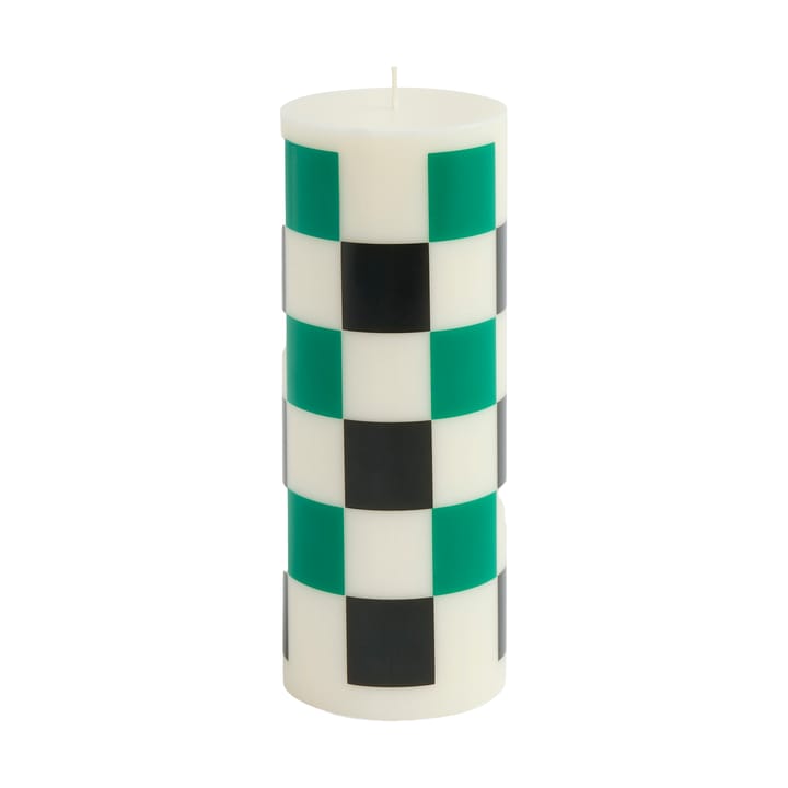 Κερί Column Candle large 25 cm - Off white-green-black check - HAY