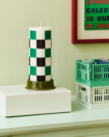 Κερί Column Candle large 25 cm - Off white-green-black check - HAY