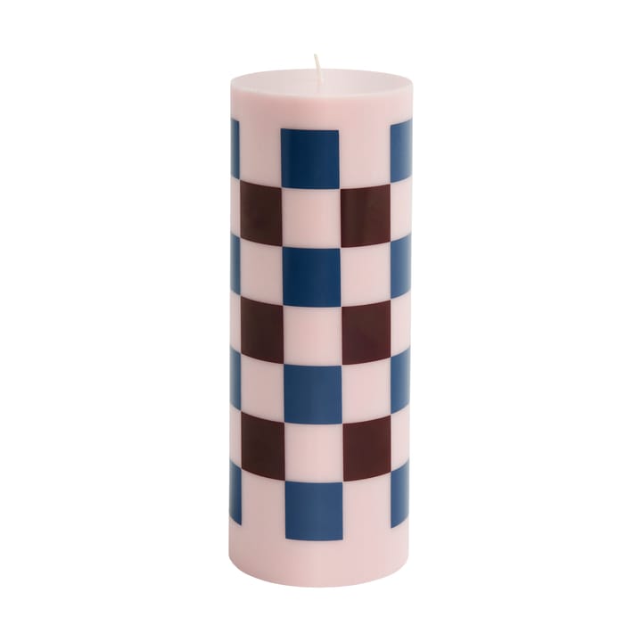 Κερί Column Candle large 25 cm - Pink-bordeaux-dark blue check - HAY