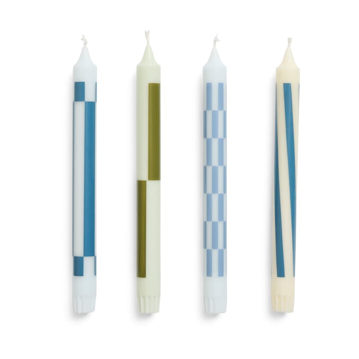 Pattern candle mix συσκευασία 4 τεμαχίων - Green-blue - HAY