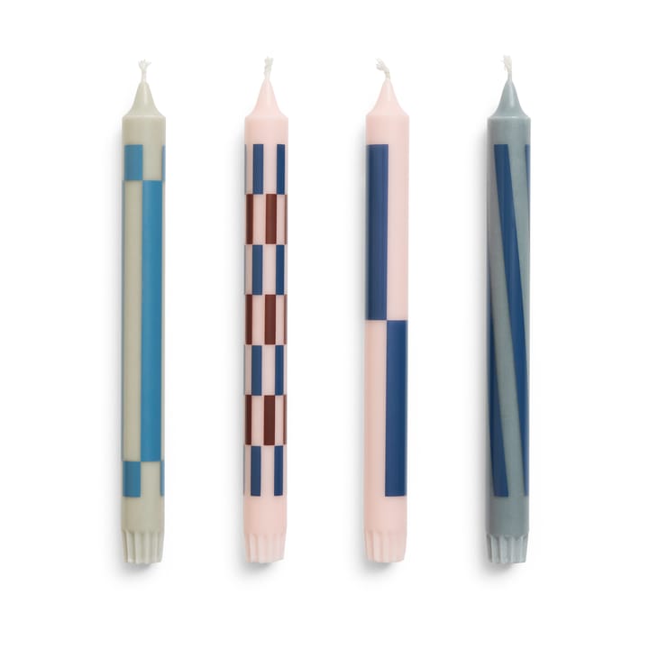 Pattern candle mix συσκευασία 4 τεμαχίων - Light pink-blue - HAY