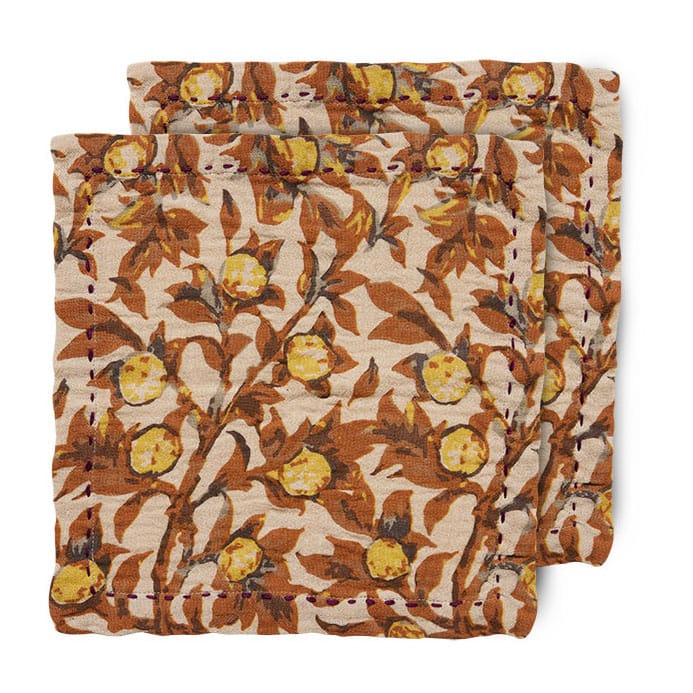 Βαμβακερή μεσογειακή πετσέτα 30x30 cm 2 τεμάχια - Tangerine - HKliving