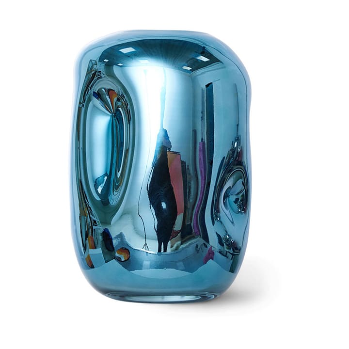 Γυάλινο βάζο HK Objects 21,5 cm - Blue chrome - HKliving