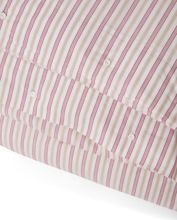 Σετ κλινοσκεπασμάτων Dobby striped cotton poplin. - Κόκκινο-μπεζ-λευκό - Lexington