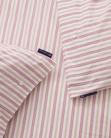 Σετ κλινοσκεπασμάτων Dobby striped cotton poplin. - Κόκκινο-μπεζ-λευκό - Lexington