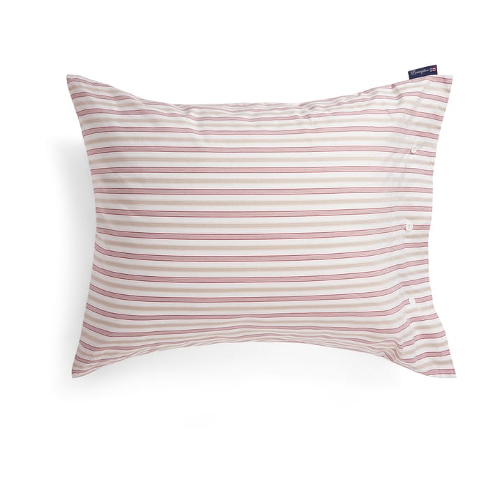 Μαξιλαροθήκη Dobby striped cotton poplin 50x60 εκ. - Κόκκινο-μπεζ-λευκό - Lexington