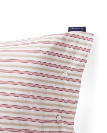 Μαξιλαροθήκη Dobby striped cotton poplin 50x60 εκ. - Κόκκινο-μπεζ-λευκό - Lexington