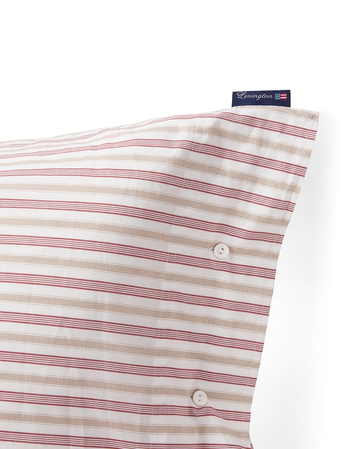 Μαξιλαροθήκη Dobby striped cotton poplin 50x60 εκ., Κόκκινο-μπεζ-λευκό Lexington