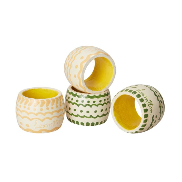 Δαχτυλίδι χαρτοπετσέτας Easter Ring in Wood napkin ring 4-pack - Green-yellow - Lexington