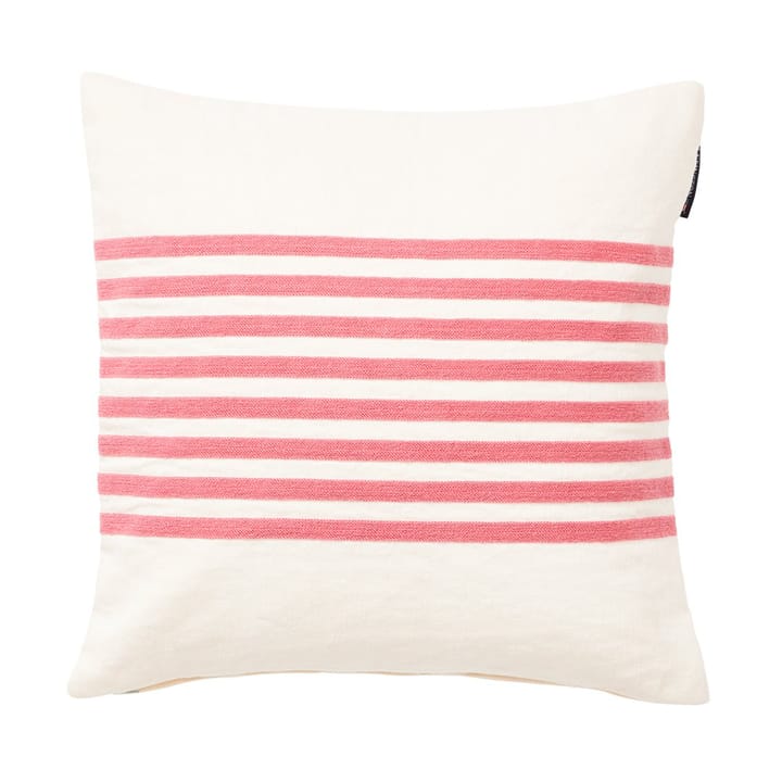 Μαξιλαροθήκη Embroidery Striped Linen/Cotton 50x50 cm, Off White-red Lexington