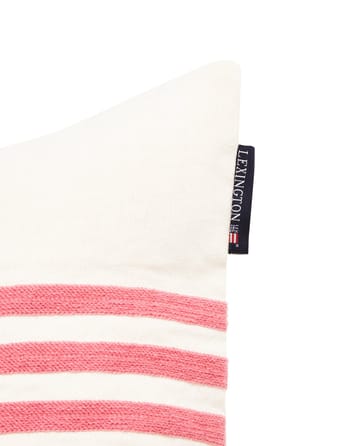 Μαξιλαροθήκη Embroidery Striped Linen/Cotton 50x50 cm - Off White-red - Lexington