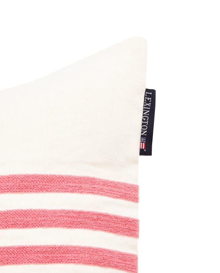 Μαξιλαροθήκη Embroidery Striped Linen/Cotton 50x50 cm, Off White-red Lexington