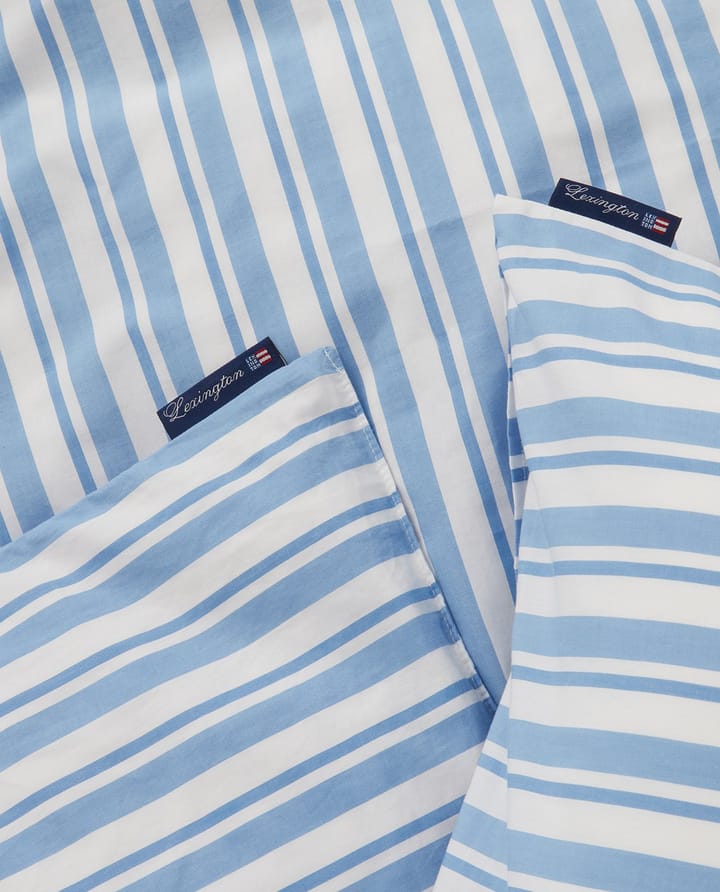 Σετ κλινοσκεπασμάτων Striped Cotton Poplin, White-Blue, 2 μαξιλαροθήκες Lexington