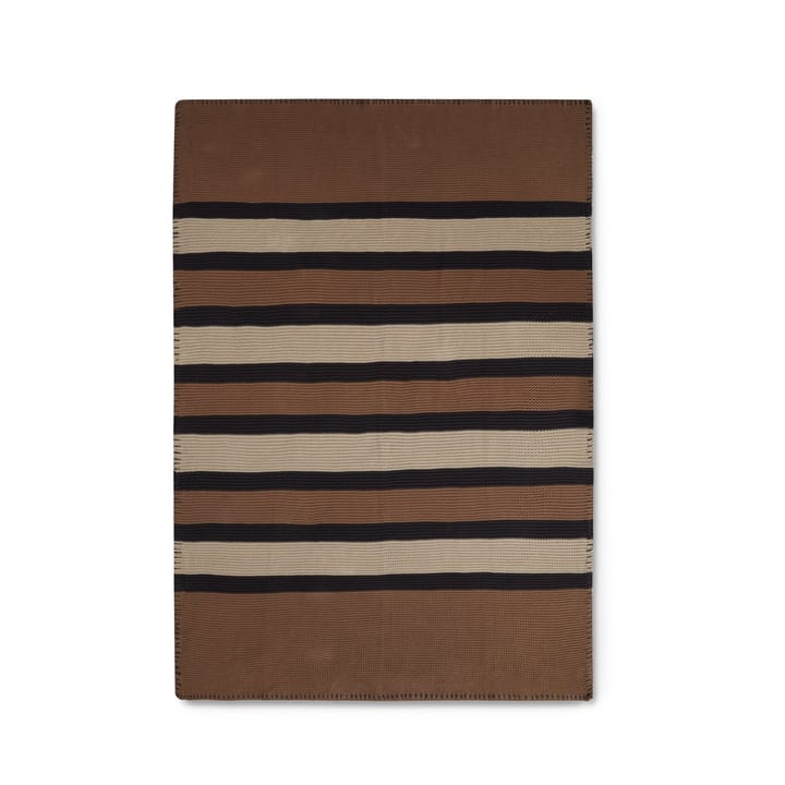 Striped Knitted Cotton βαμβακερό ριχτάρι 130x170 cm, Brown-beige-dark gray Lexington