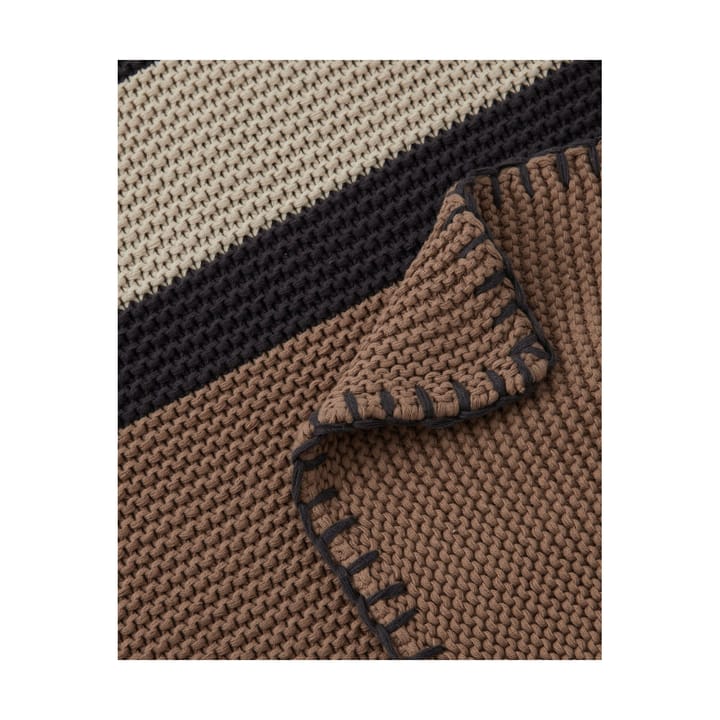 Striped Knitted Cotton βαμβακερό ριχτάρι 130x170 cm, Brown-beige-dark gray Lexington