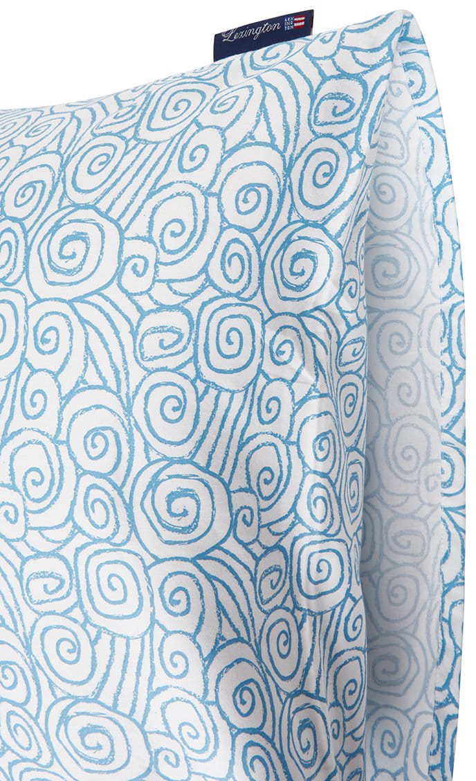 Μαξιλαροθήκη Wave Printed Cotton Sateen 50x60 cm, White-Blue Lexington