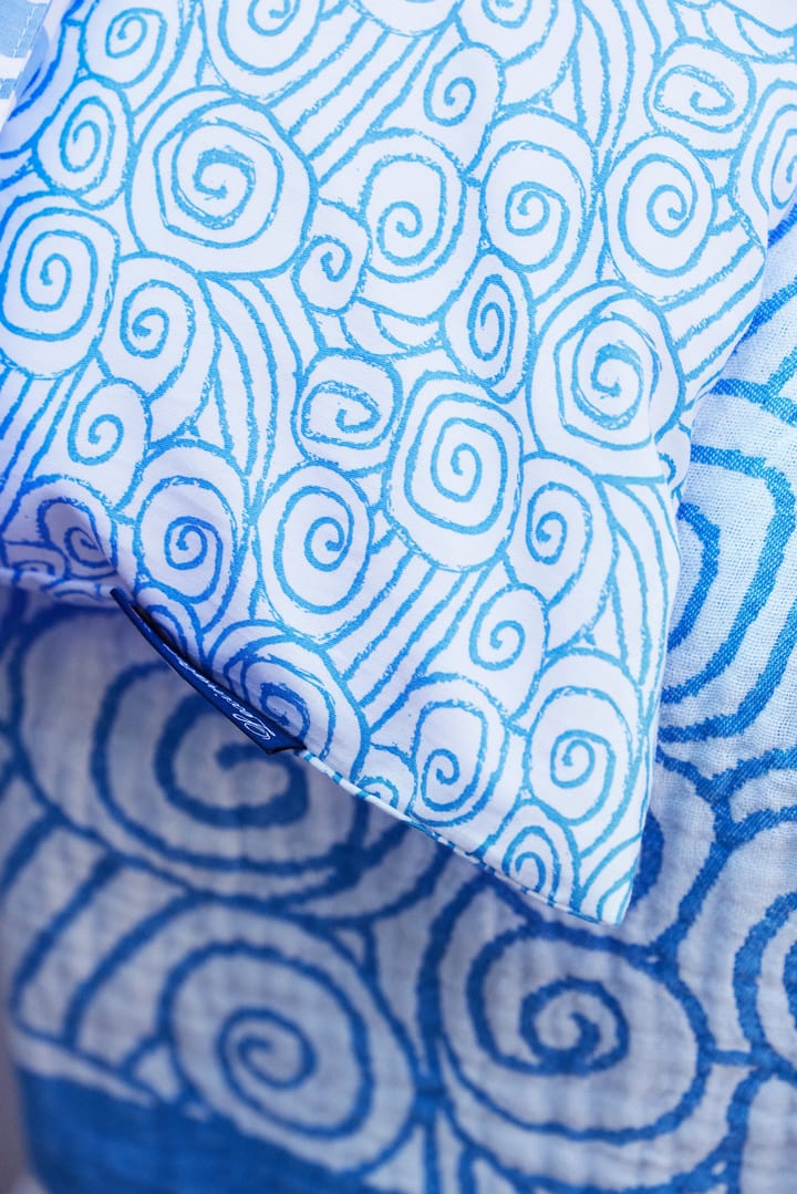 Σετ κλινοσκεπασμάτων Wave Printed Cotton Sateen, White-Blue, 2 μαξιλαροθήκες Lexington