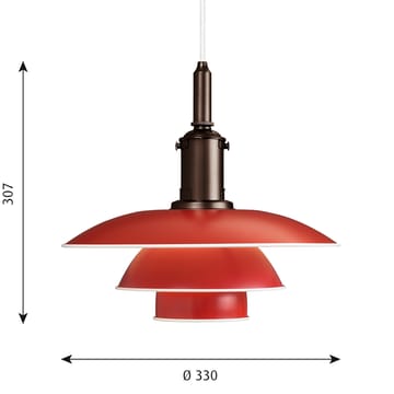 PH 3½-3 κρεμαστό φωτιστικό - Κόκκινο - Louis Poulsen