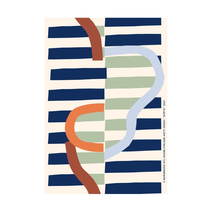 Αφίσα Siirto 50x70 εκ. - Powder-dk.blue-lt.blue-coral - Marimekko