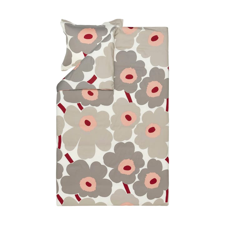 Unikko παπλωματοθήκη σατέν 150x210 cm, Off white-warm grey-pink Marimekko