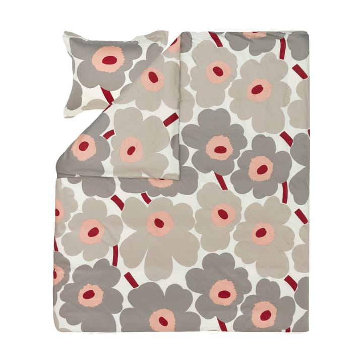 Unikko παπλωματοθήκη σατέν 150x210 cm, Off white-warm grey-pink Marimekko