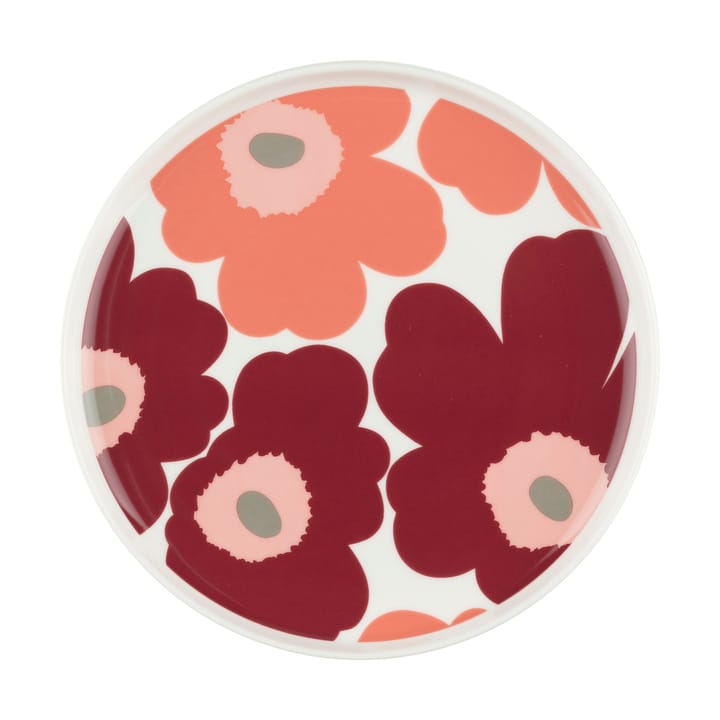 Πιάτο Unikko 20 cm, White-dark cherry-salmon red Marimekko