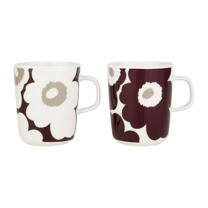 Unikko κούπα 2.5 dl 2 πακέτα, Clay-dark wine-άσπρο Marimekko