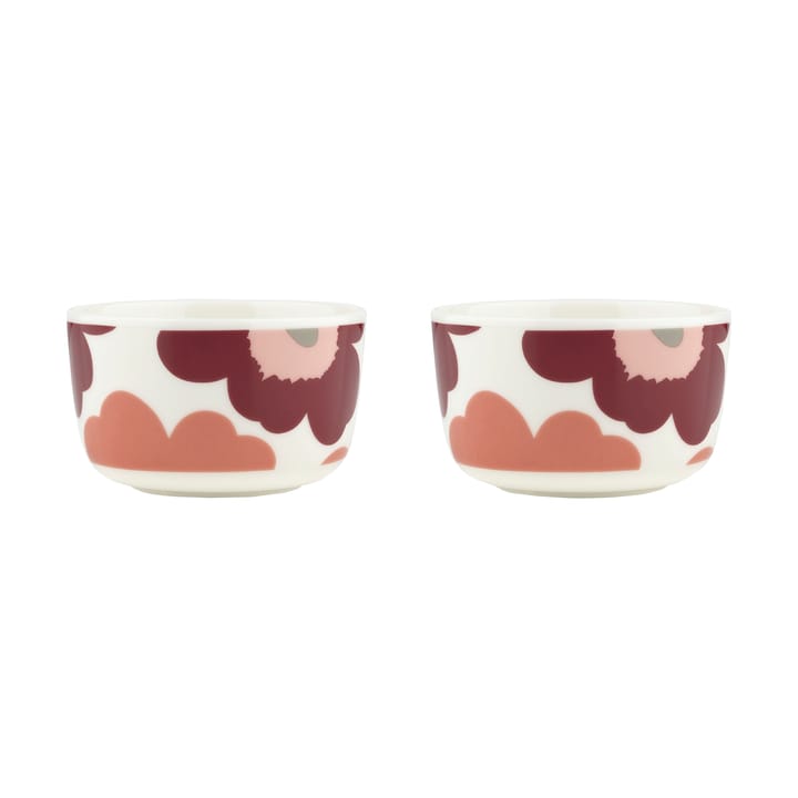 Μπολ Unikko 2,5 dl σε σετ των 2 - White-dark cherry-salmon red - Marimekko