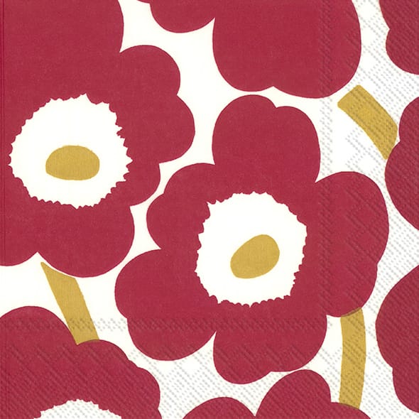 Χαρτοπετσέτες Unikko 33x33 cm 20-pack - Κόκκινο-Χρυσαφί - Marimekko