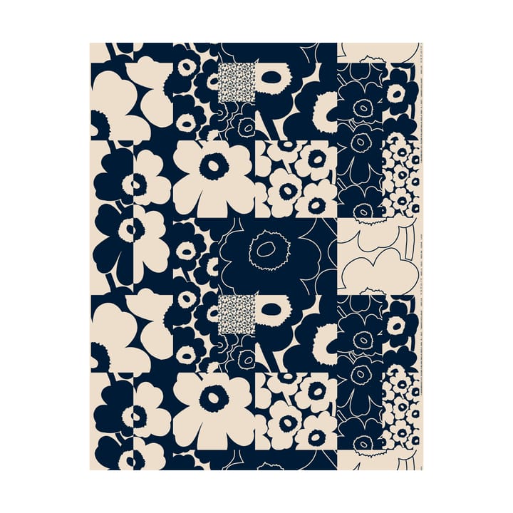 Unikko kollaasi ύφασμα βαμβάκι-λινό - Linen-dark navy - Marimekko