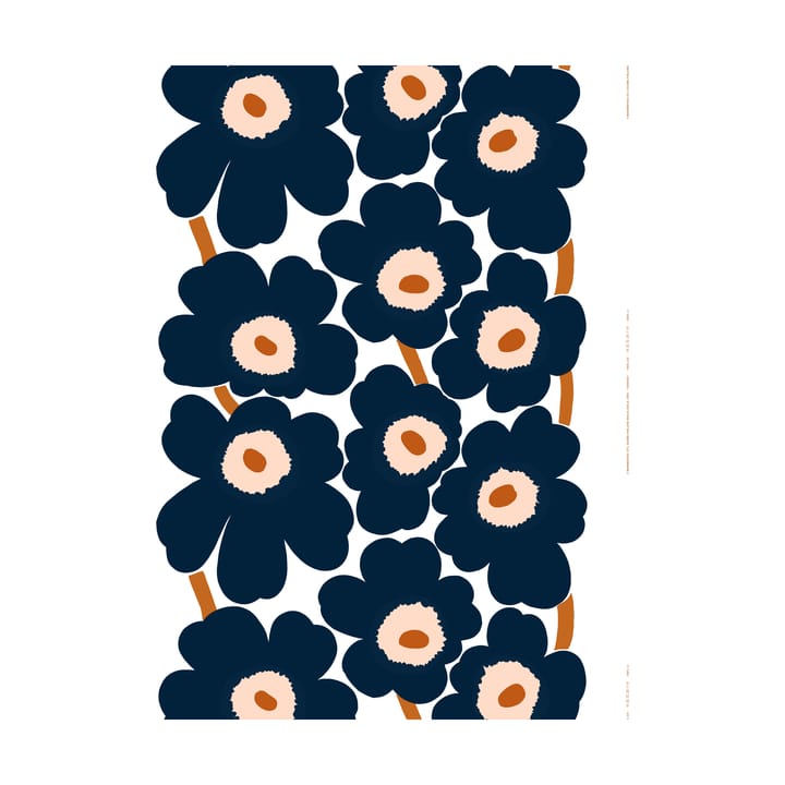 Unikko ύφασμα - White-dark navy-powder-tile - Marimekko