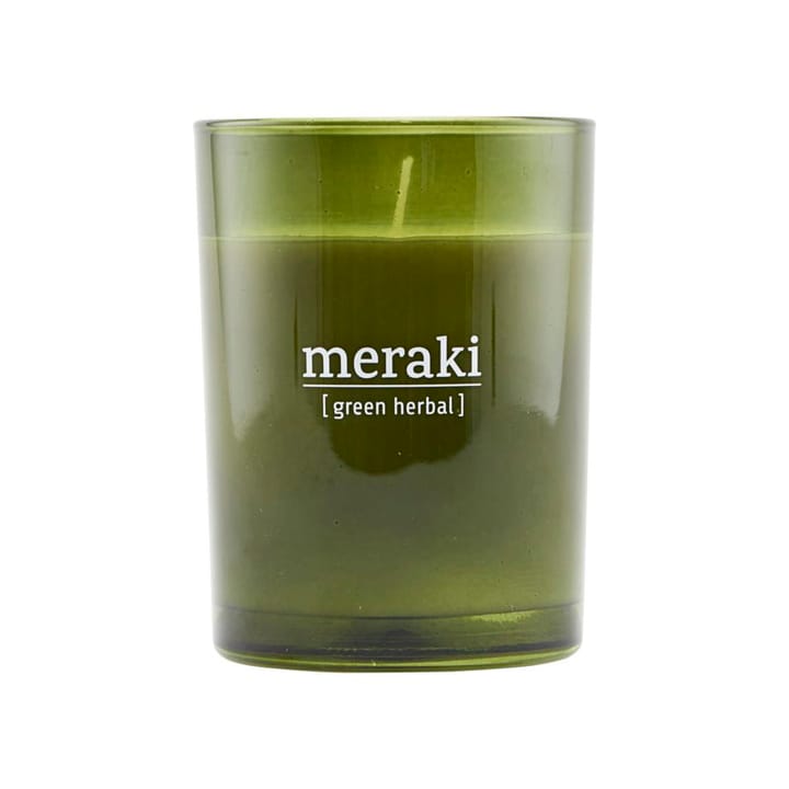 Meraki scented candle green glass 35 timmar - πράσινα βότανα - Meraki