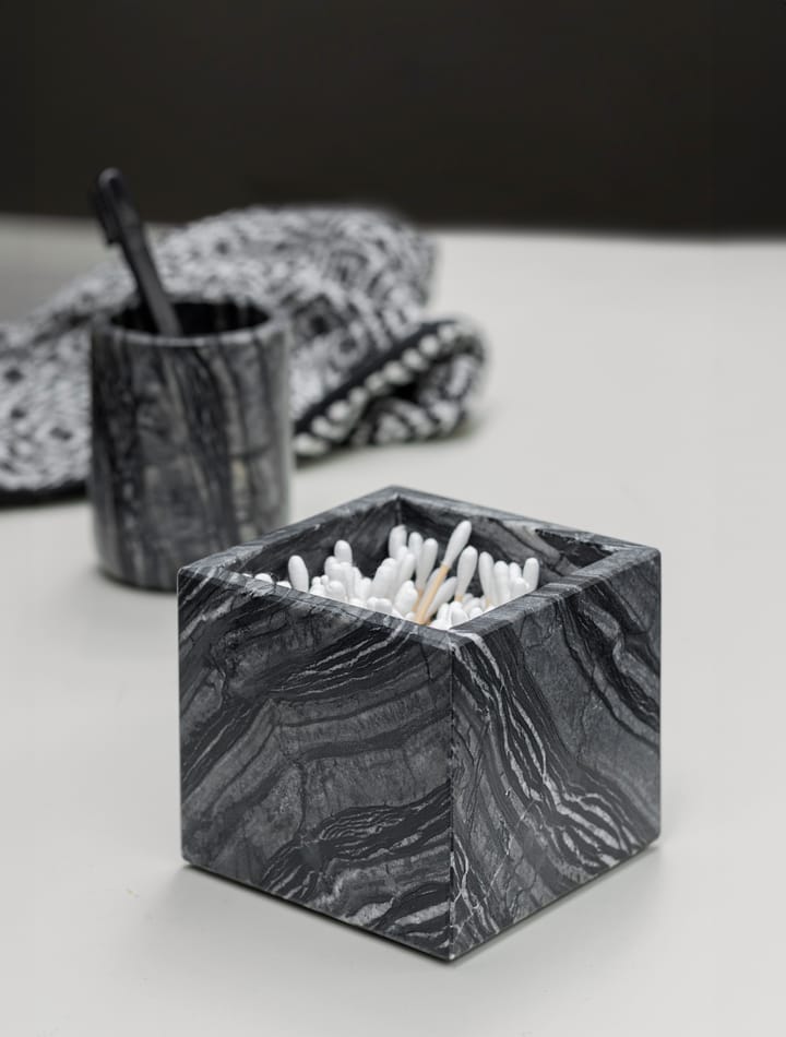 Marble cube 8.5x8.5 cm - Black-grey - Mette Ditmer