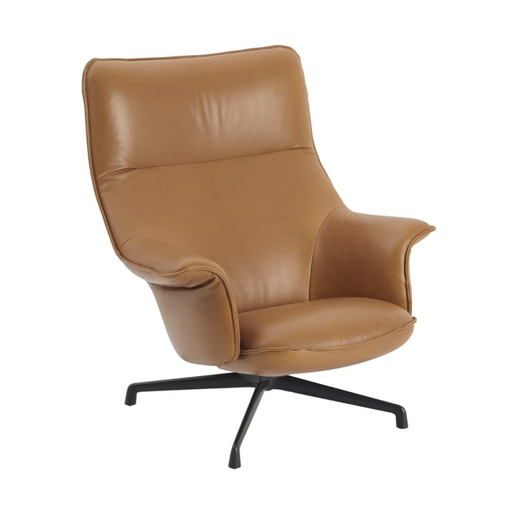 Doze πολυθρόνα swivel base - Refine leather cognac-black - Muuto