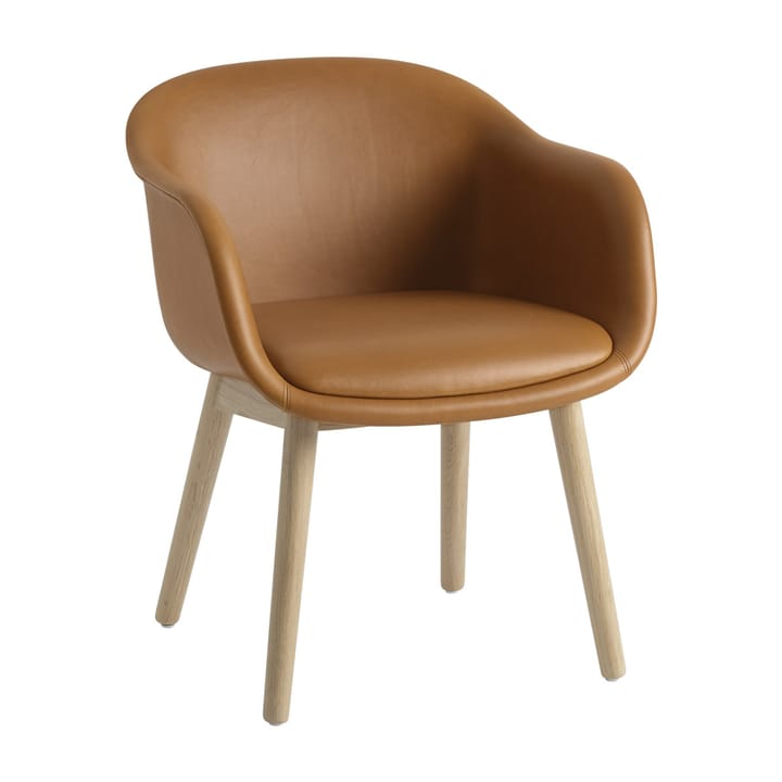 Πολυθρόνα Fiber Conference με ξύλινα πόδια - Refine leather cognac-oak - Muuto