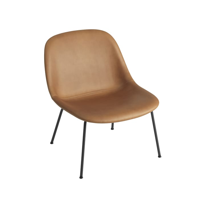 Fiber Lounge καρέκλα με μεταλλικά πόδια - Refine leather cognac-Black - Muuto