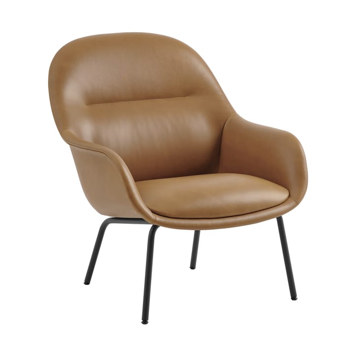 Πολυθρόνα Fiber Lounge με ατσάλινα πόδια - Refine leather cognac-black - Muuto